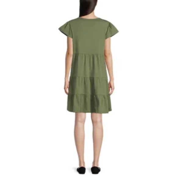 Time and Tru Knit Tiered Dress Green Chili Size XXXL NEW - Picture 5 of 8